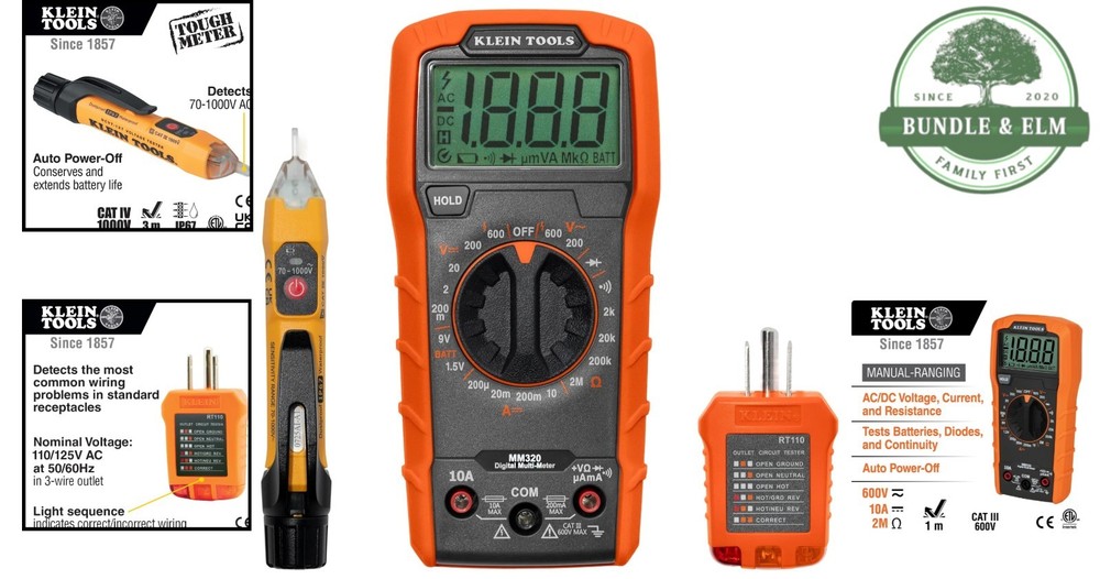 Klein Digital Multimeter & Non-Contact Voltage Tester Kit - Precise Electrica...