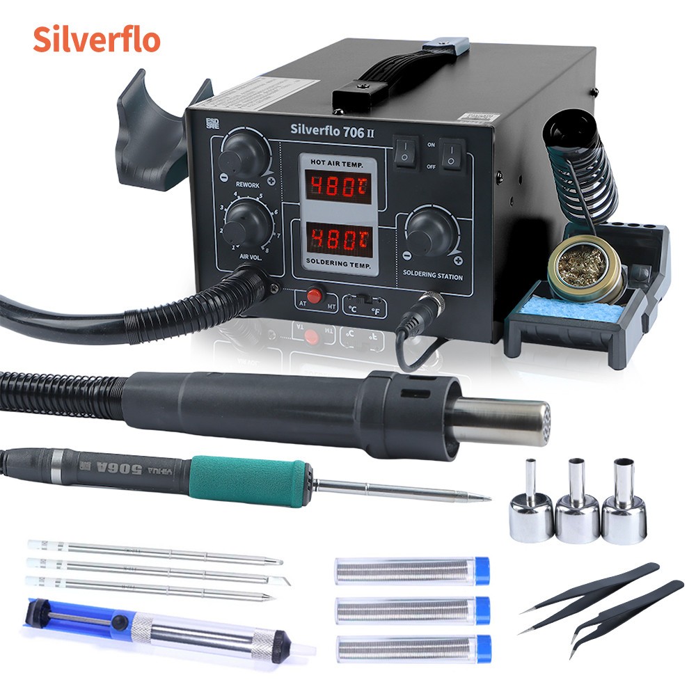 670W 706-II Soldering Station T12 2 in 1 LCD Hot Air Rapid Heating Welding Tools
