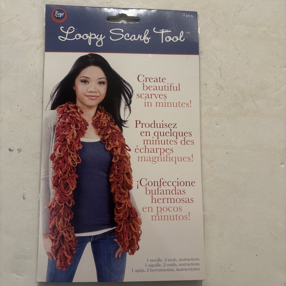 Boye Loopy Scarf Tool 3pcs. #6314 Wright w/instructions NEW UNOPENED