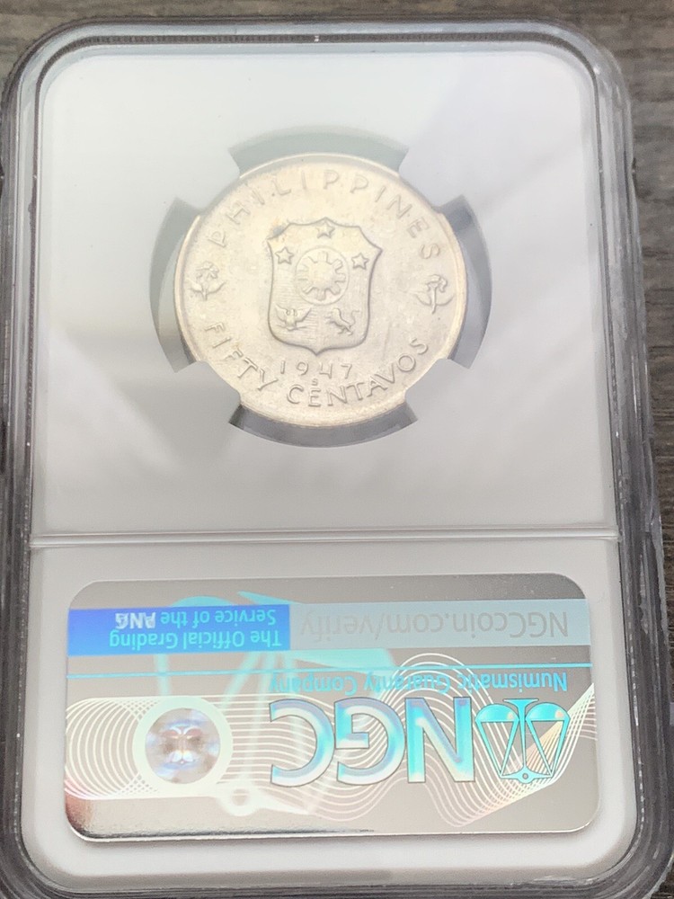 1947 S PHILIPPINE 50c DOUGLAS MACARTHUR NGC MS65