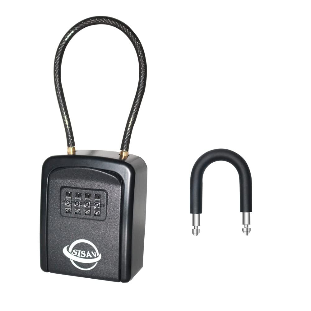 4 Digit Portable Lock BoxSet Your Own CombinationWith Removable Cable and Sha...