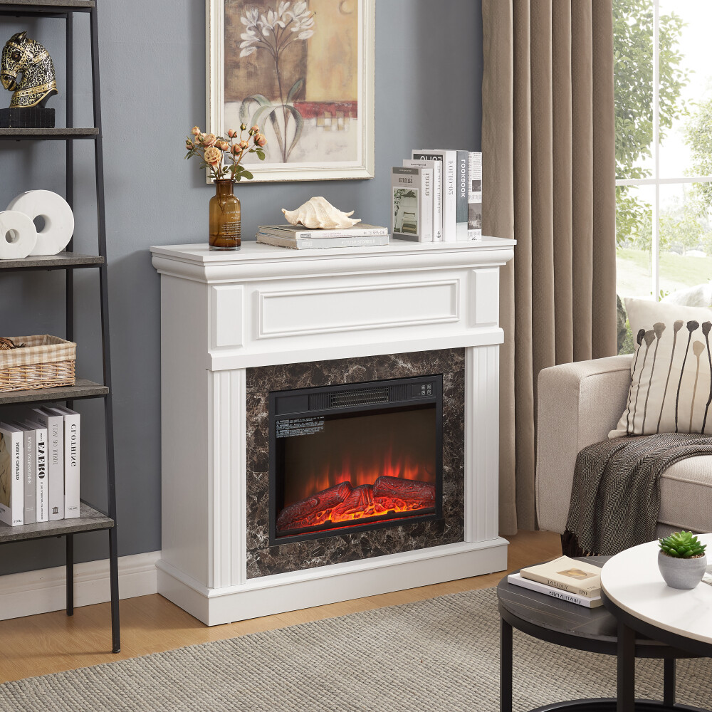 Electric Fireplace with Mantel with 23" Fireplace Insert, Adjustable Flame