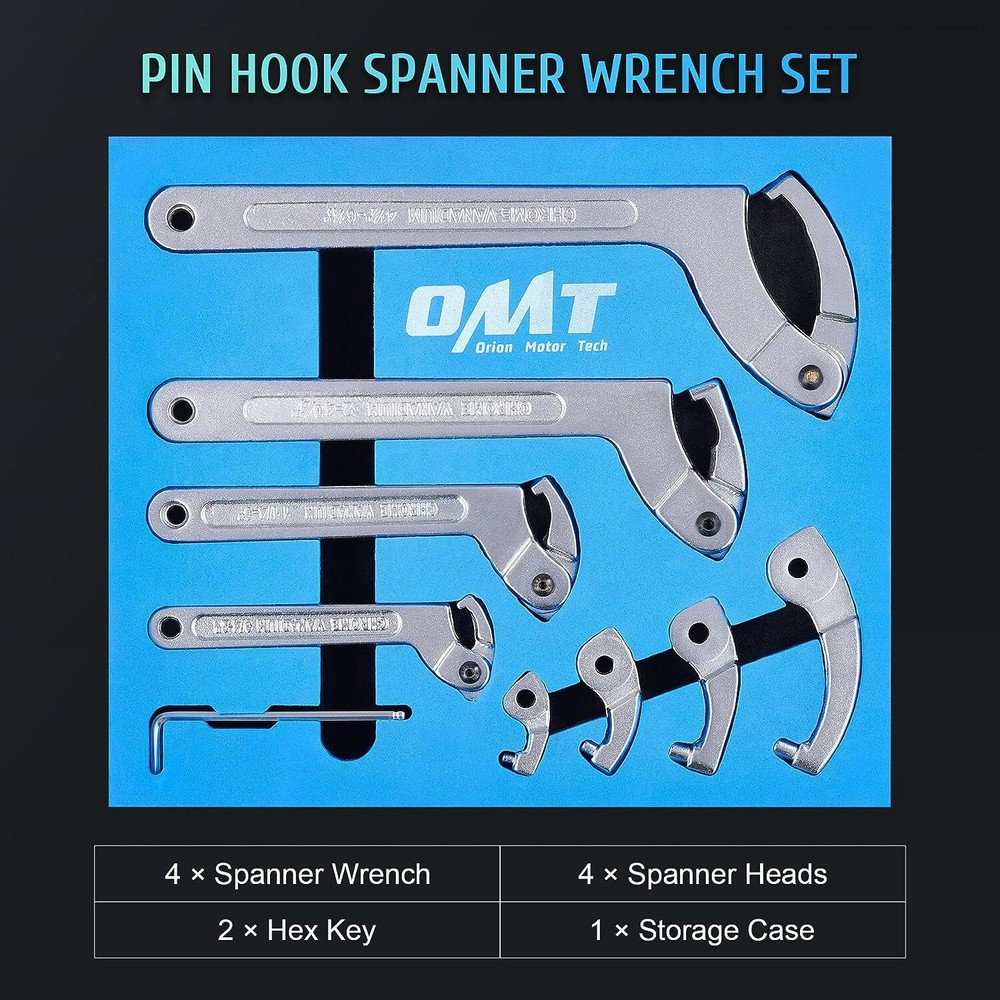 Adjustable Hook Pin Spanner Wrench Tools Set Locking Nut Coilover Hook Wrenches