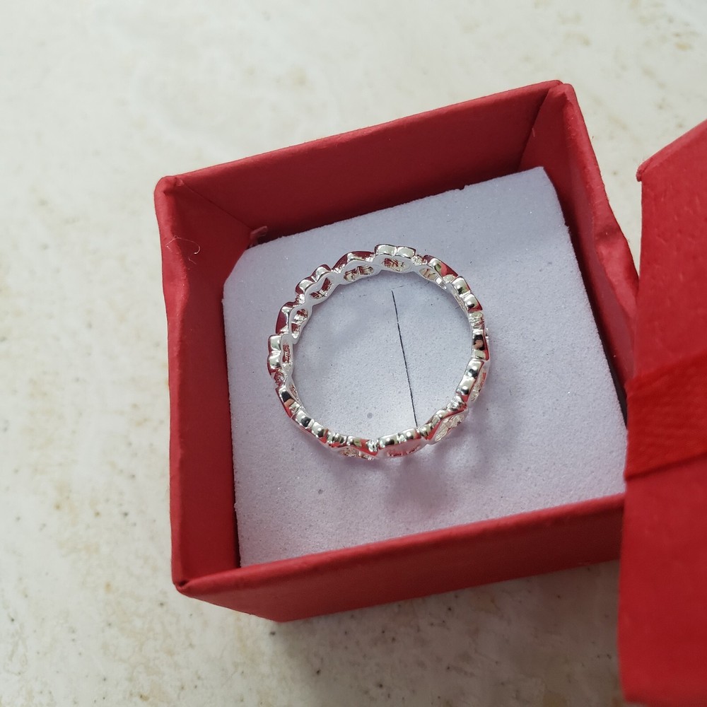 Sterling Silver Heart Pendant and Ring Set, size O, 7 .