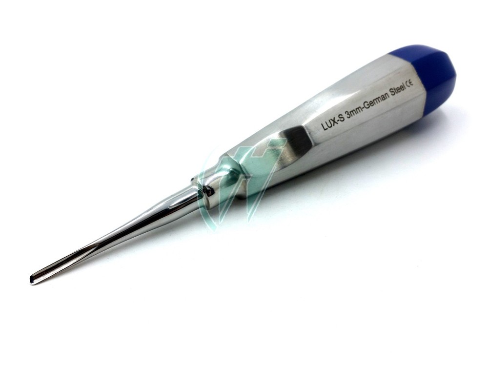 2 pk German Stainless Root Tip Dental Extracting Elevators Straight & Curved 3mm
