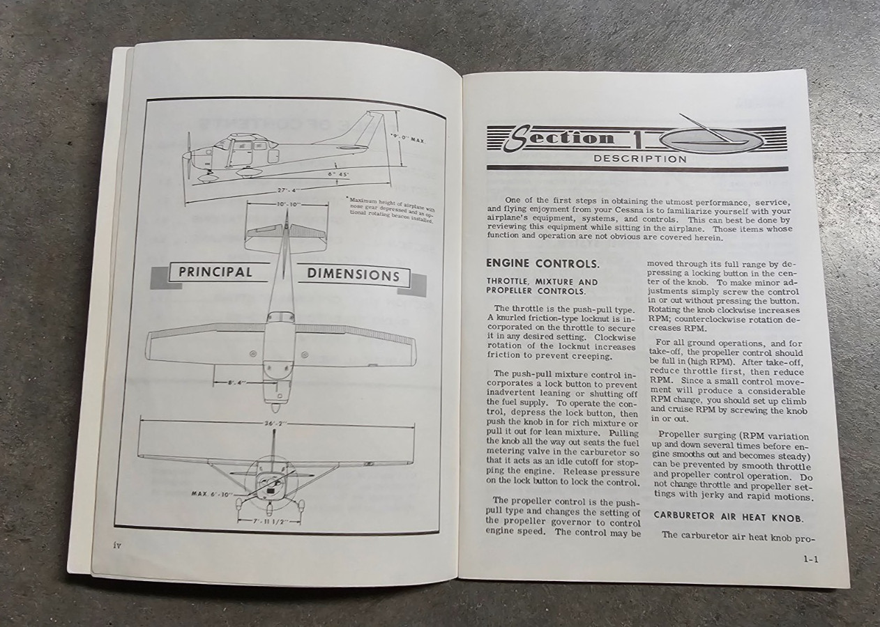 Cessna 1963 Owner's Manual Model 182F Skylane