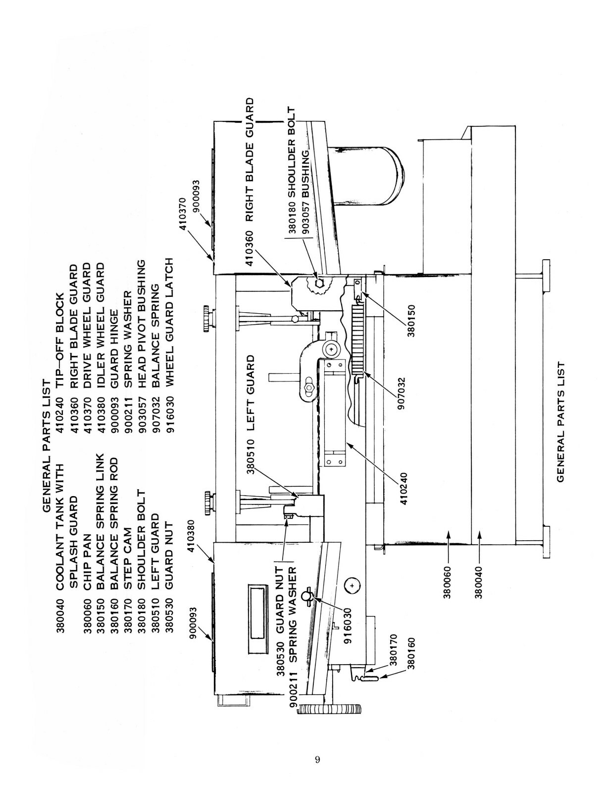 W.F. Wells Horizontal Bandsaw L-9 Operator, Maint, & Parts LIst Manual #1828