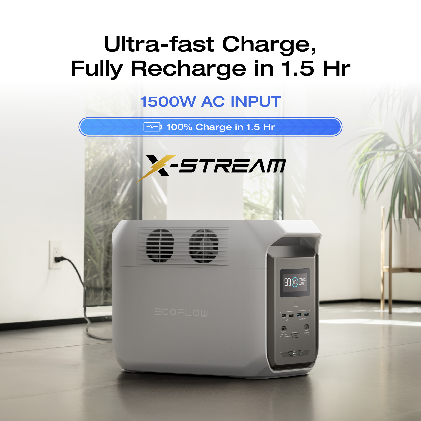 EcoFlow DELTA 3 1500 1536Wh Portable Power Station LFP Battery Refurbished