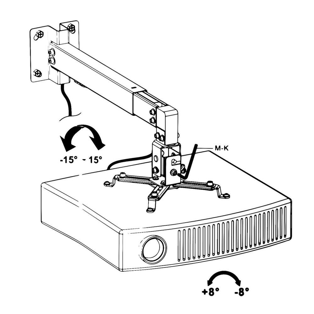 Universal Projector Ceiling or Wall Mount Bracket Tilt DLP LCD - 44 lbs - White