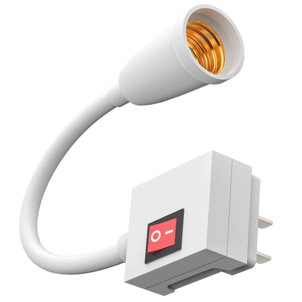 1PCS 360° Flexible E27 Light Bulb Holder Extension Socket Adapter On/Off Switch