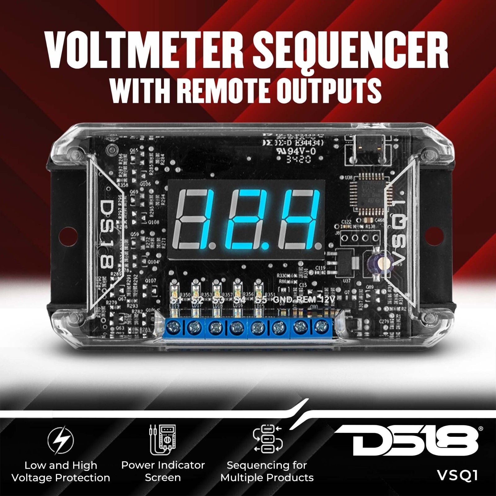 DS18 VSQ1 Volt Meter Remote Outputs Reliable Sequencer Monitors Voltage Level