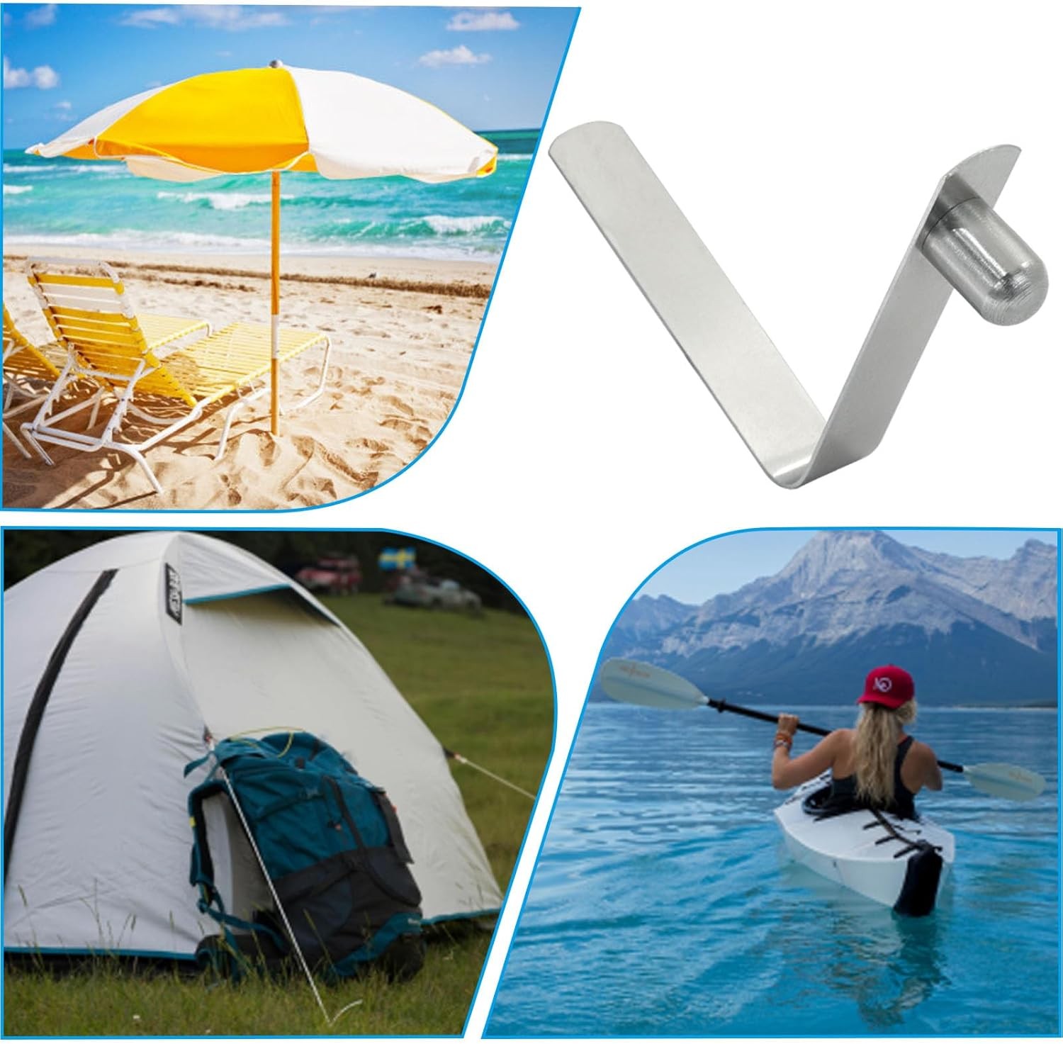 Stainless Steel Snap Clips Push Button Lock Tube Pins for Kayak Tent Canopy RV