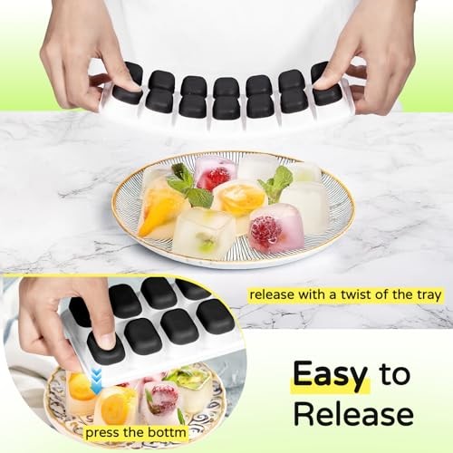 Ice Cube Tray 5 Pack, Stackable Silicone Ice Cube Trays with Lid– 5 pcs Black