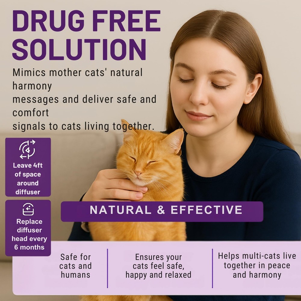 Cat Calming Pheromone Diffuser 4 Pack Cat Calming Diffuser Refills Anxiety Re...