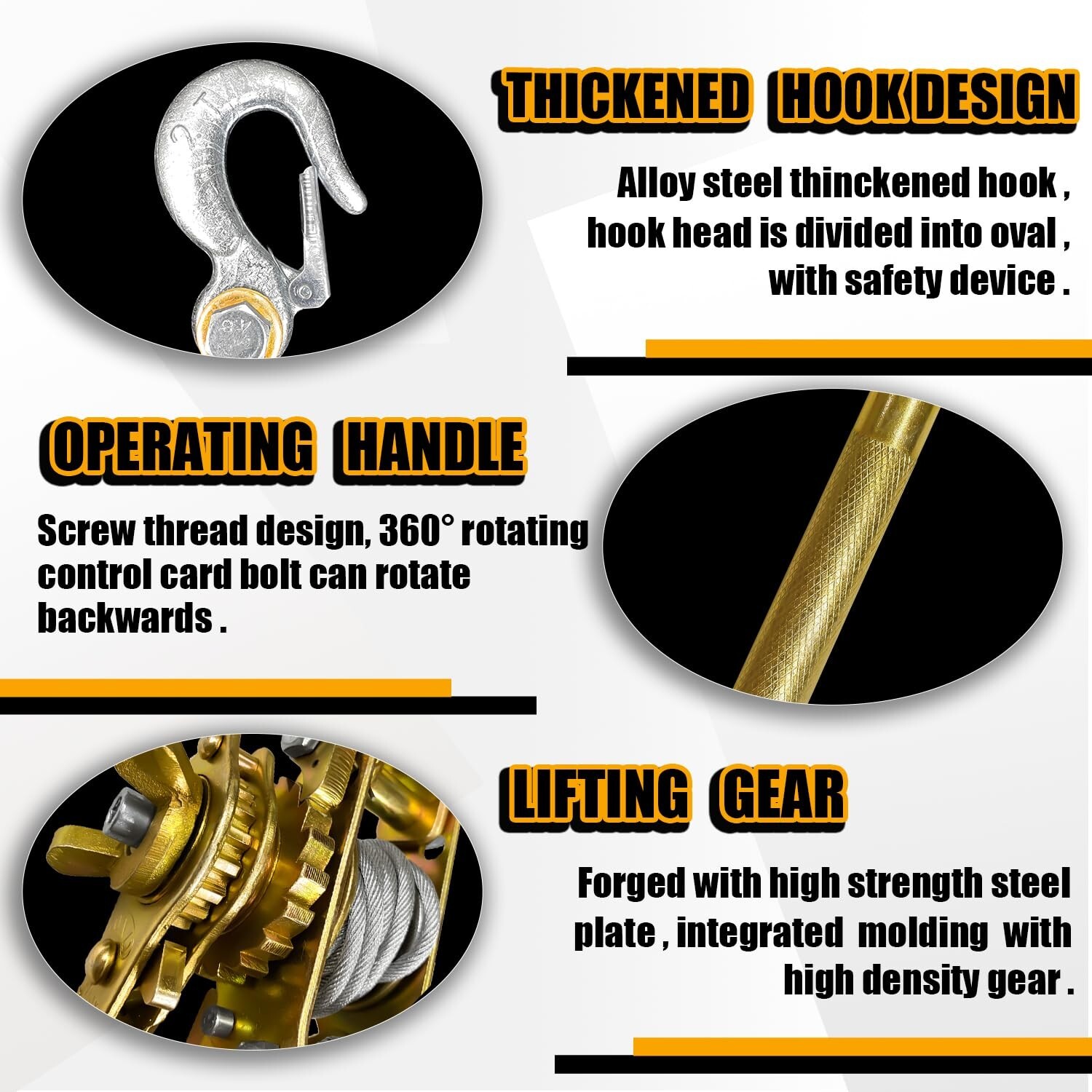 Come Along 2 Ton Enhanced 10FT Cable Winch Puller Heavy Duty Hand Puller 4400LB