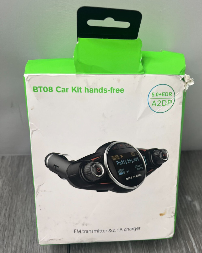 Bt08 Hands-Free Wireless Bluetooth Car Kit & Fm Transmitter, Black