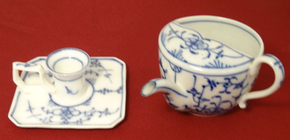 COPENHAGEN Pattern Flow Blue Porcelain Bedside Finger Candle Lamp & Neti Pot