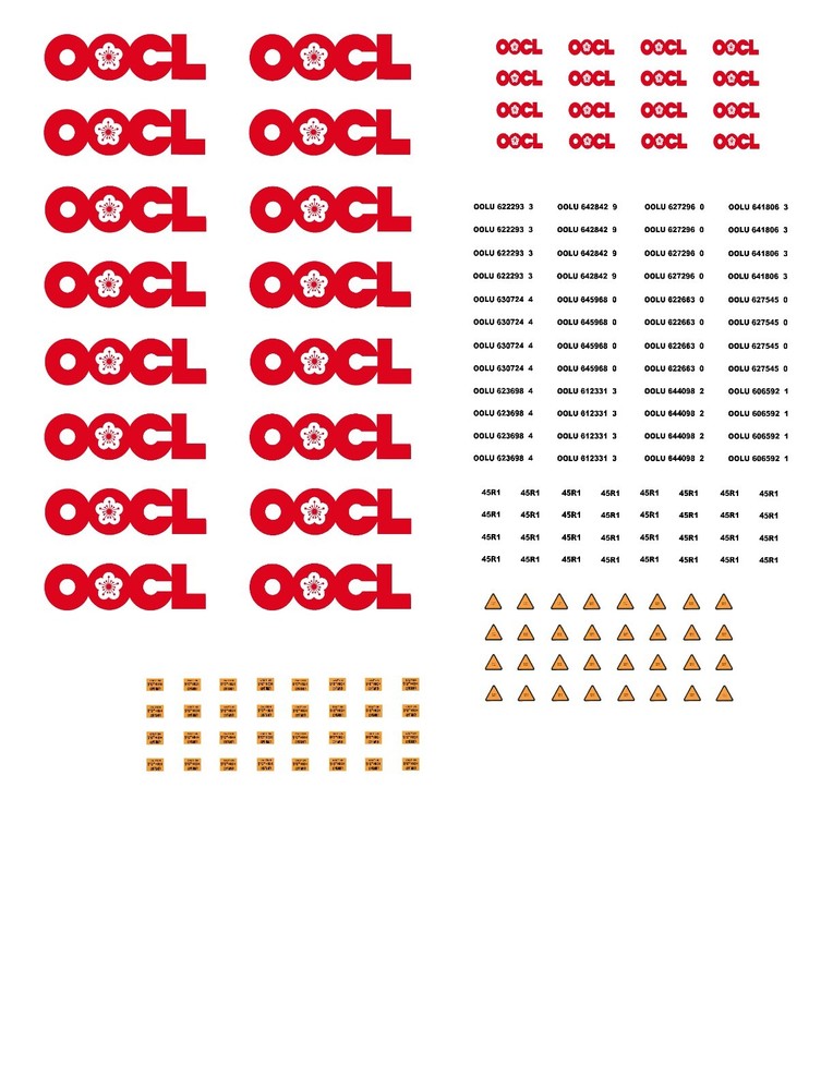 HO Scale Container Decals. " OOCL "