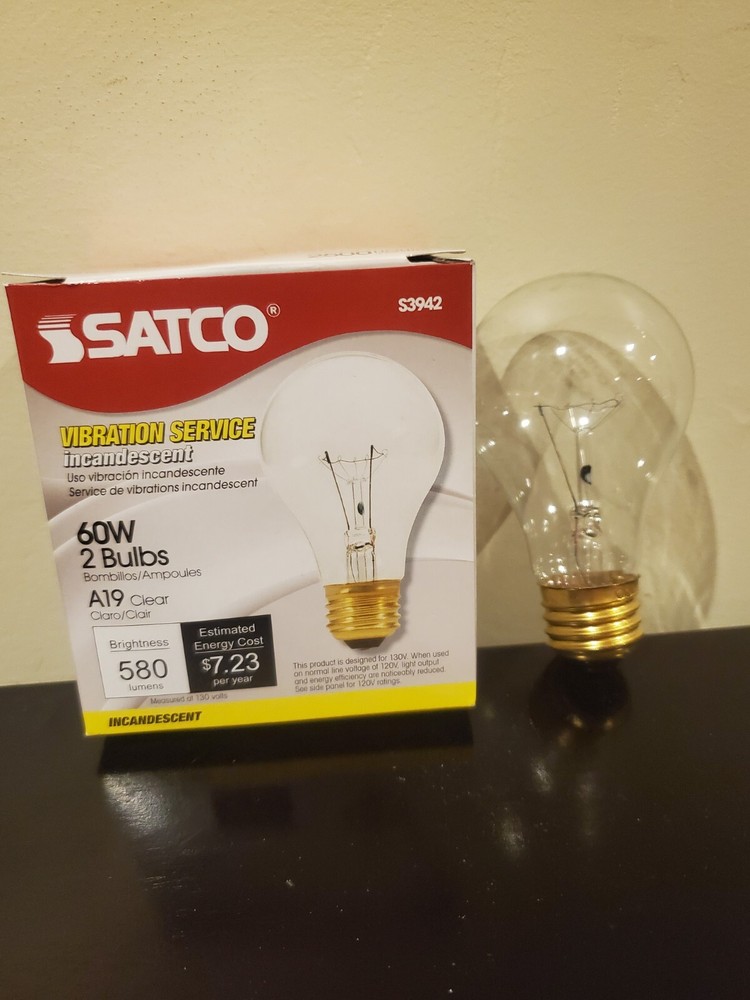 Satco S3942 60A19CL vibration service 2 pack