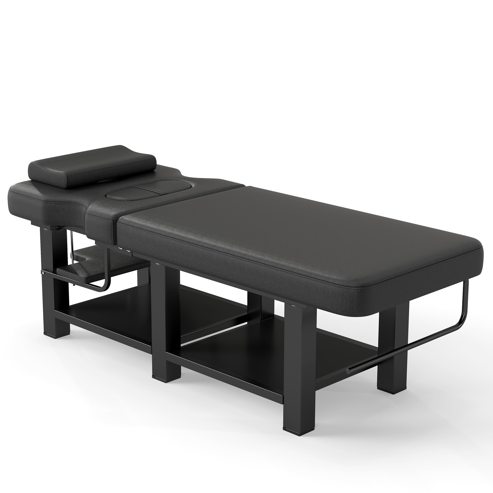 Black Massage Table Facial Bed Treatment Salon Spa Beauty w/Headrest, Open-Chest