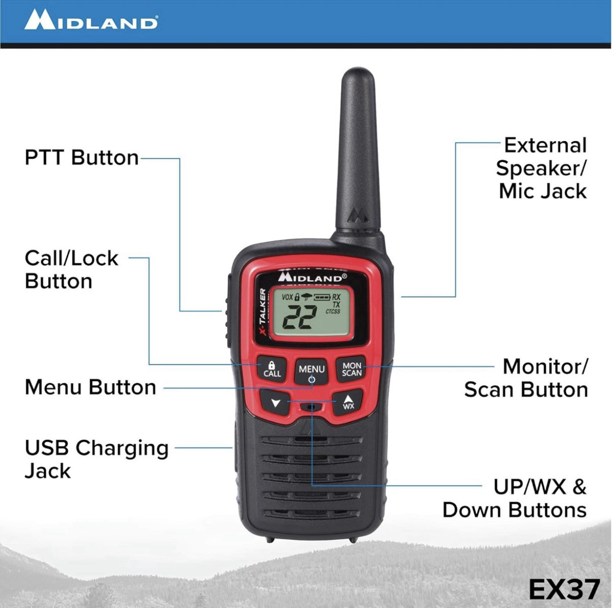 Midland EX37VP E+ Ready Emergency Weather NOAA Two Way Radio