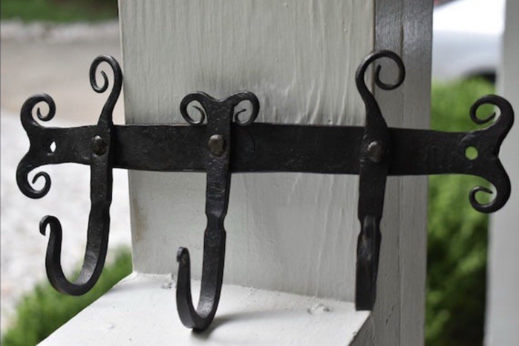 Handmade Forged Carbon Steel Hanging Rack, Made By Blacksmith