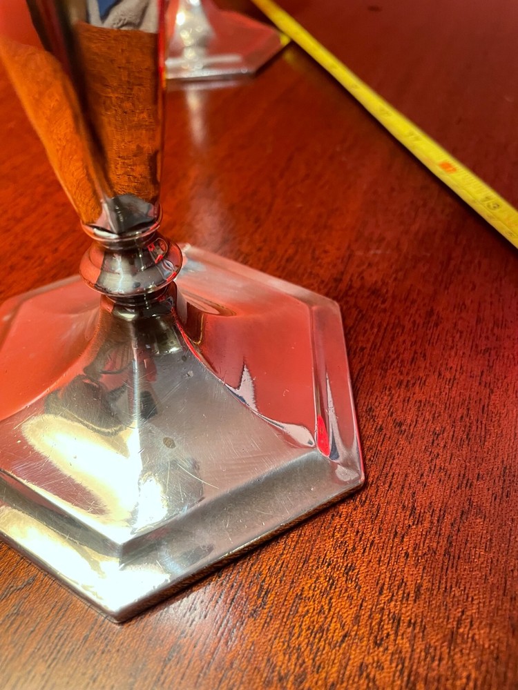 Vintage Pair of 9 Inch Colonial Silver Quadruple Plate Candlesticks