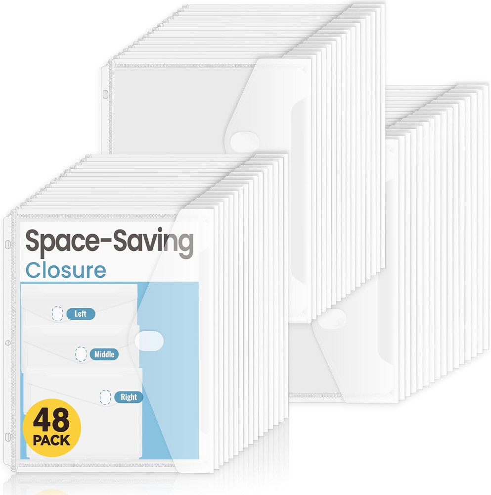 48 Pack Binder Folders with Space-Saving Closure, Super Heavyweight Binder Po...