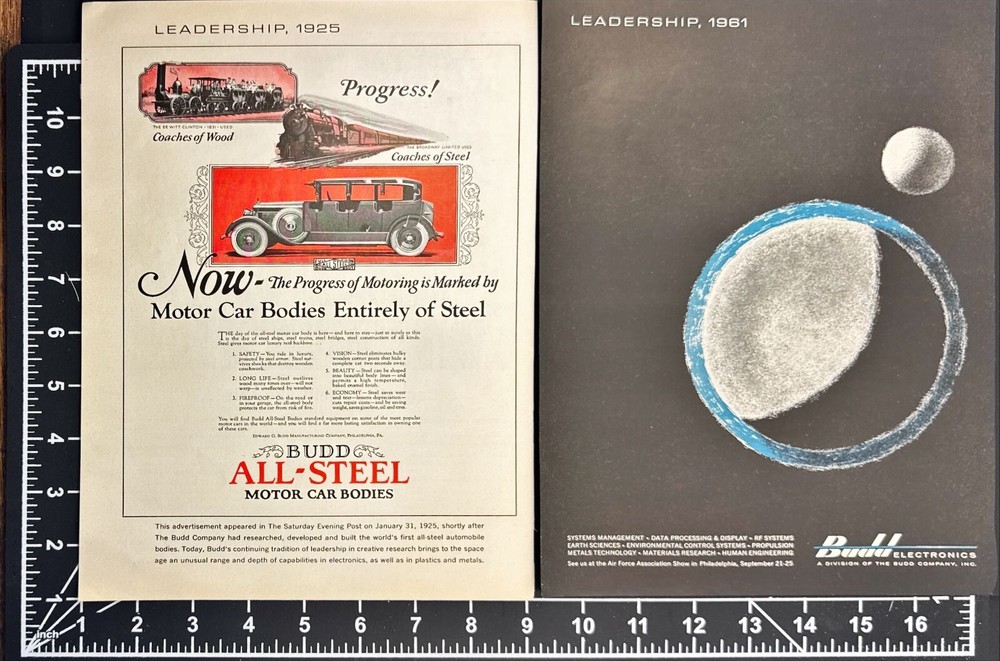 Budd Electronics Space Data Processing Vintage 2 Page Print Ad 1961