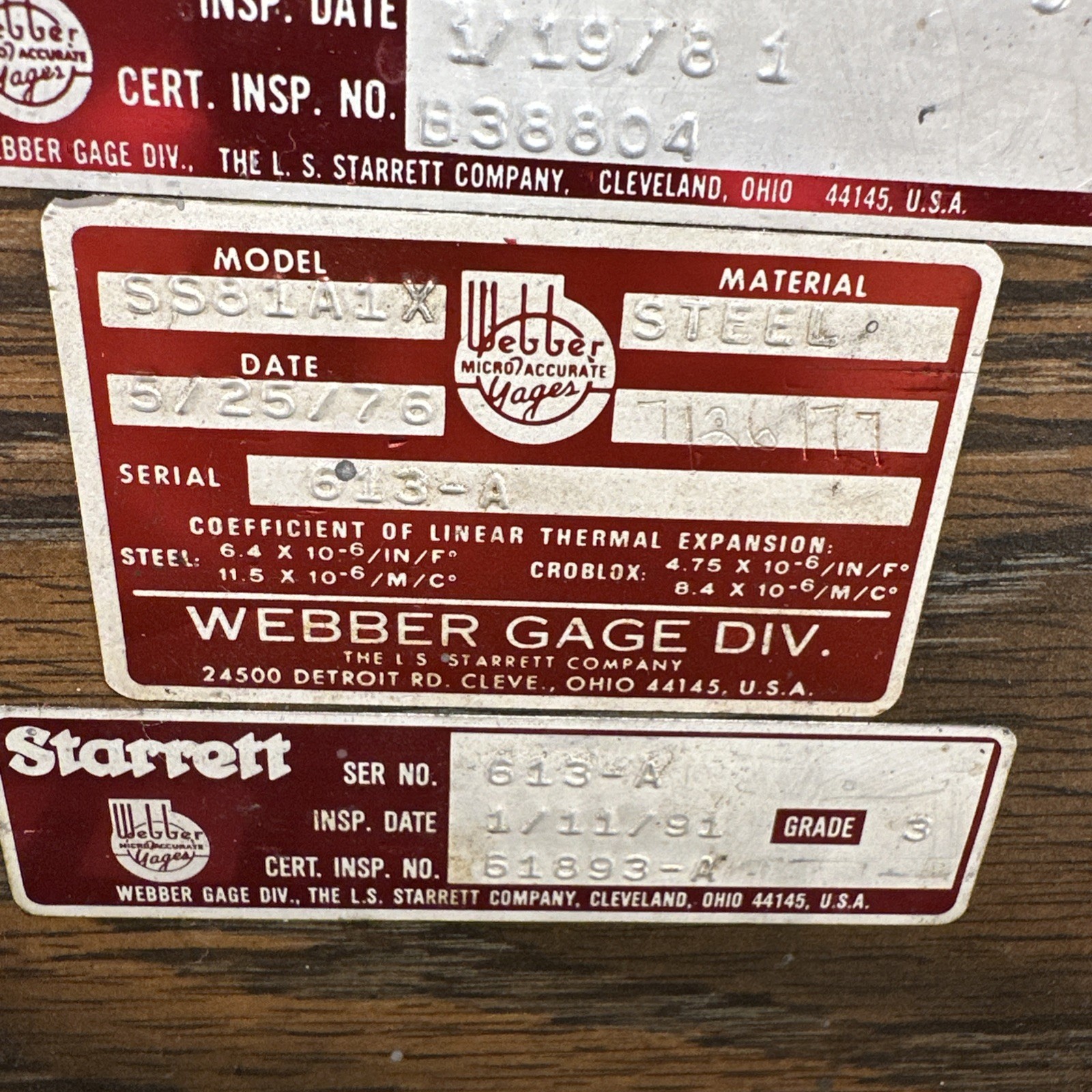 Vintage Starrett Webber 613A Model SS81A1X GR 3 Gage Block Set 95 Plus Pieces