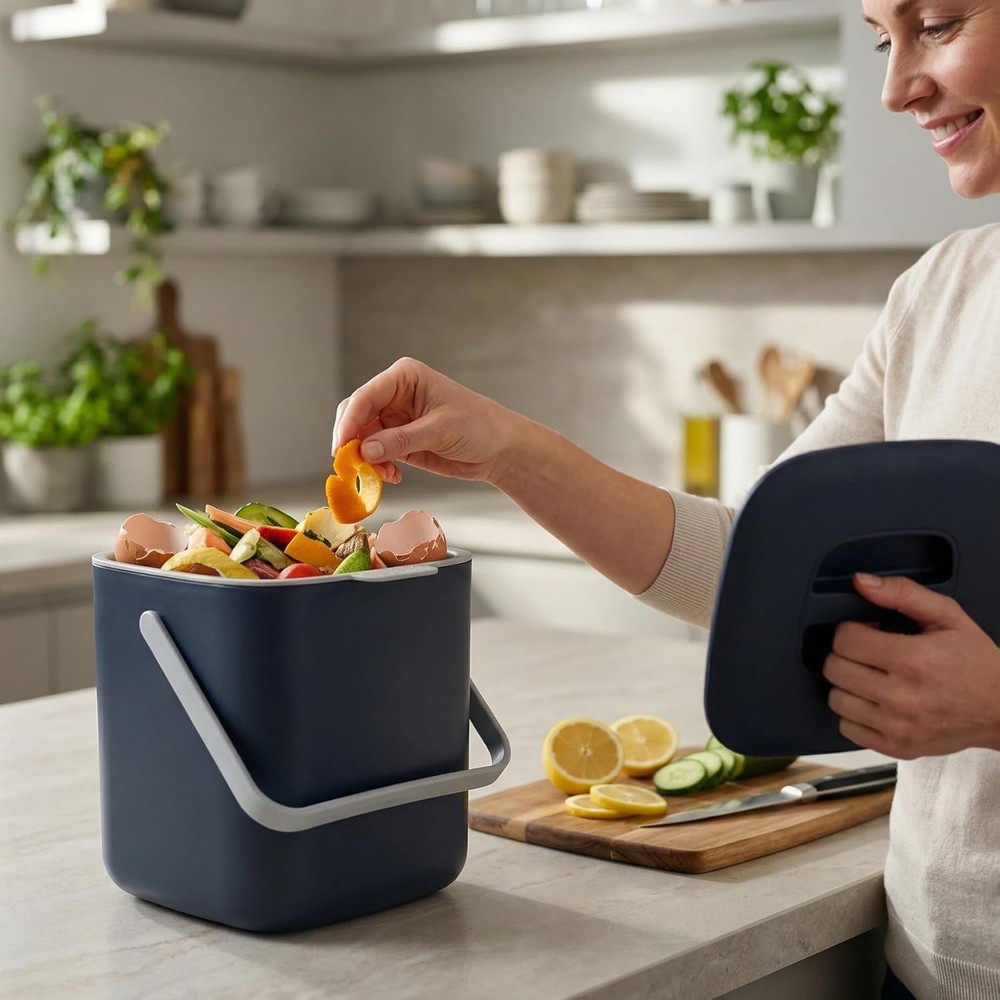 Compost Bin Kitchen, Sealed Countertop Compost Bin，No Filter Required, 0.7Gal In