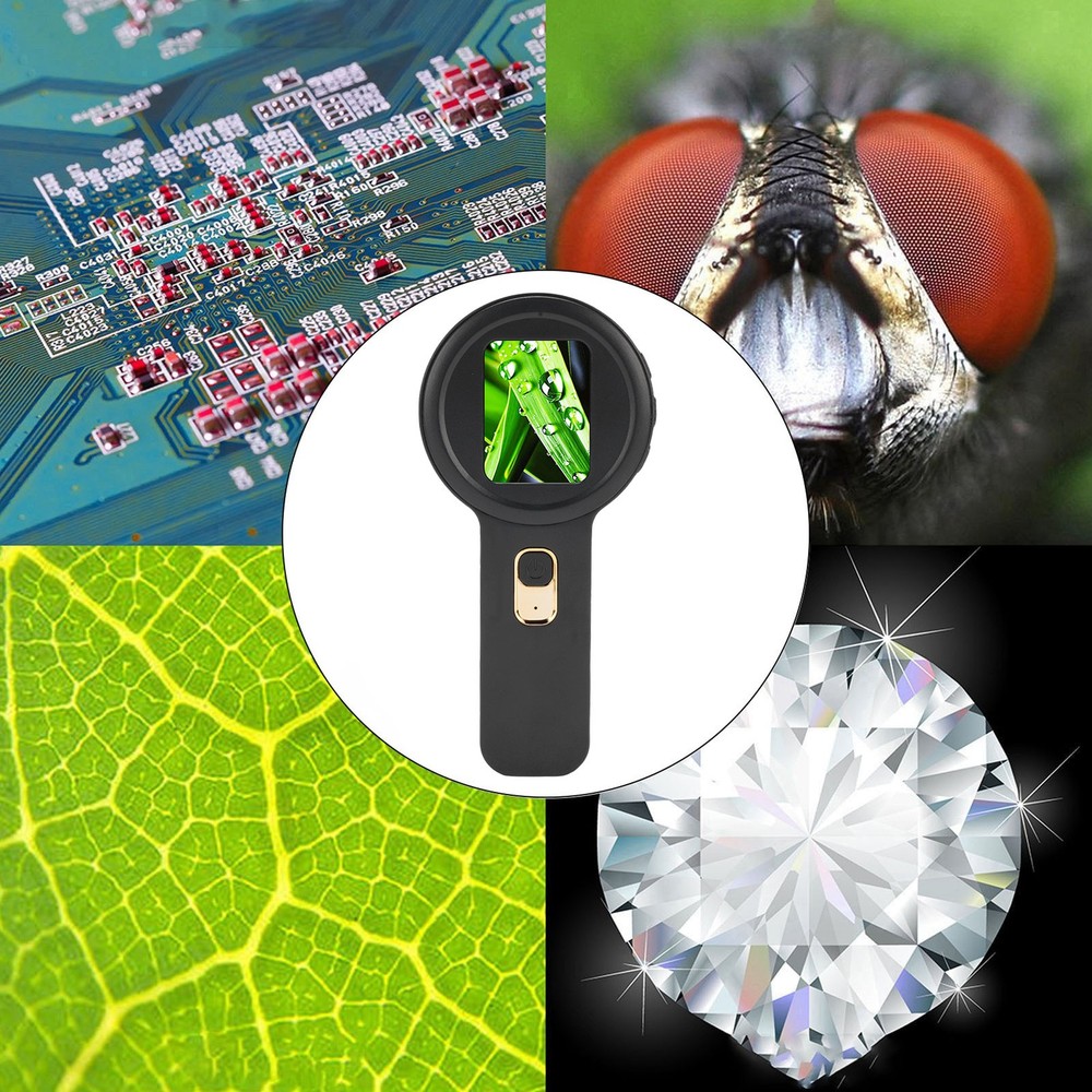 Handheld Digital Microscope 200x Magnification Dual LED Black