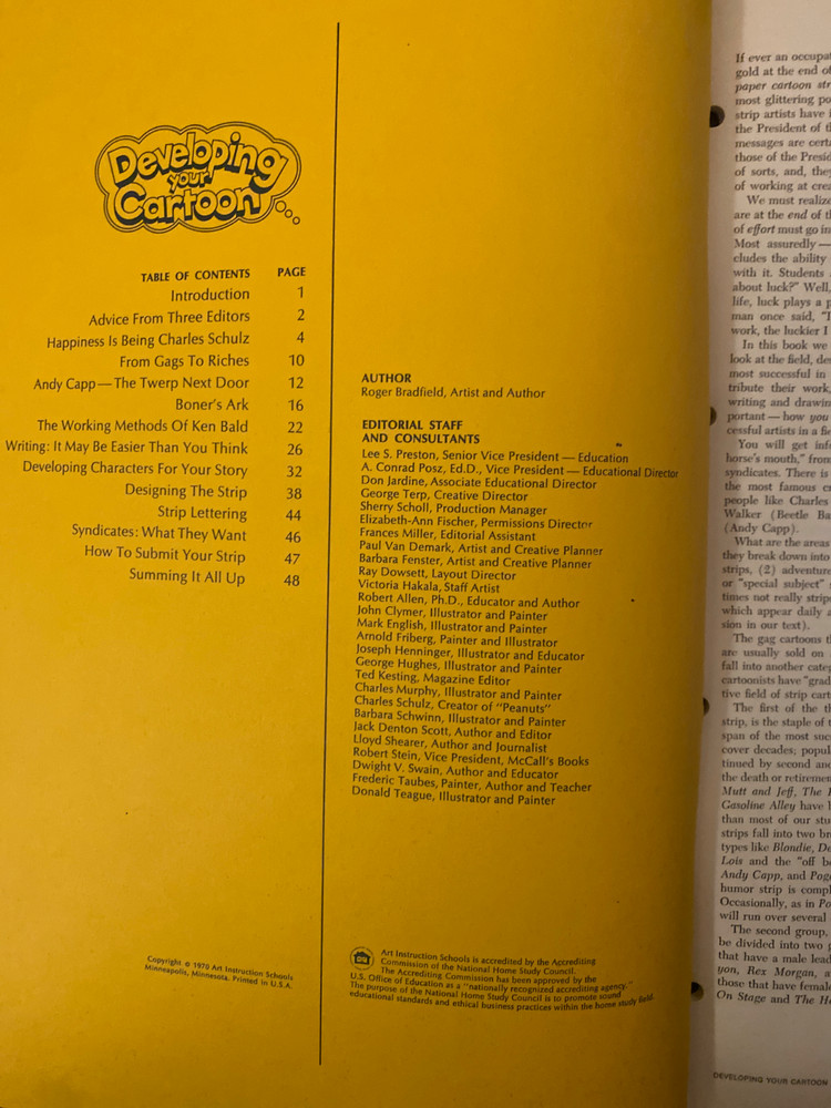 1970’s "Developing Your Cartoon" Textbook (Softcover) - Great Condition