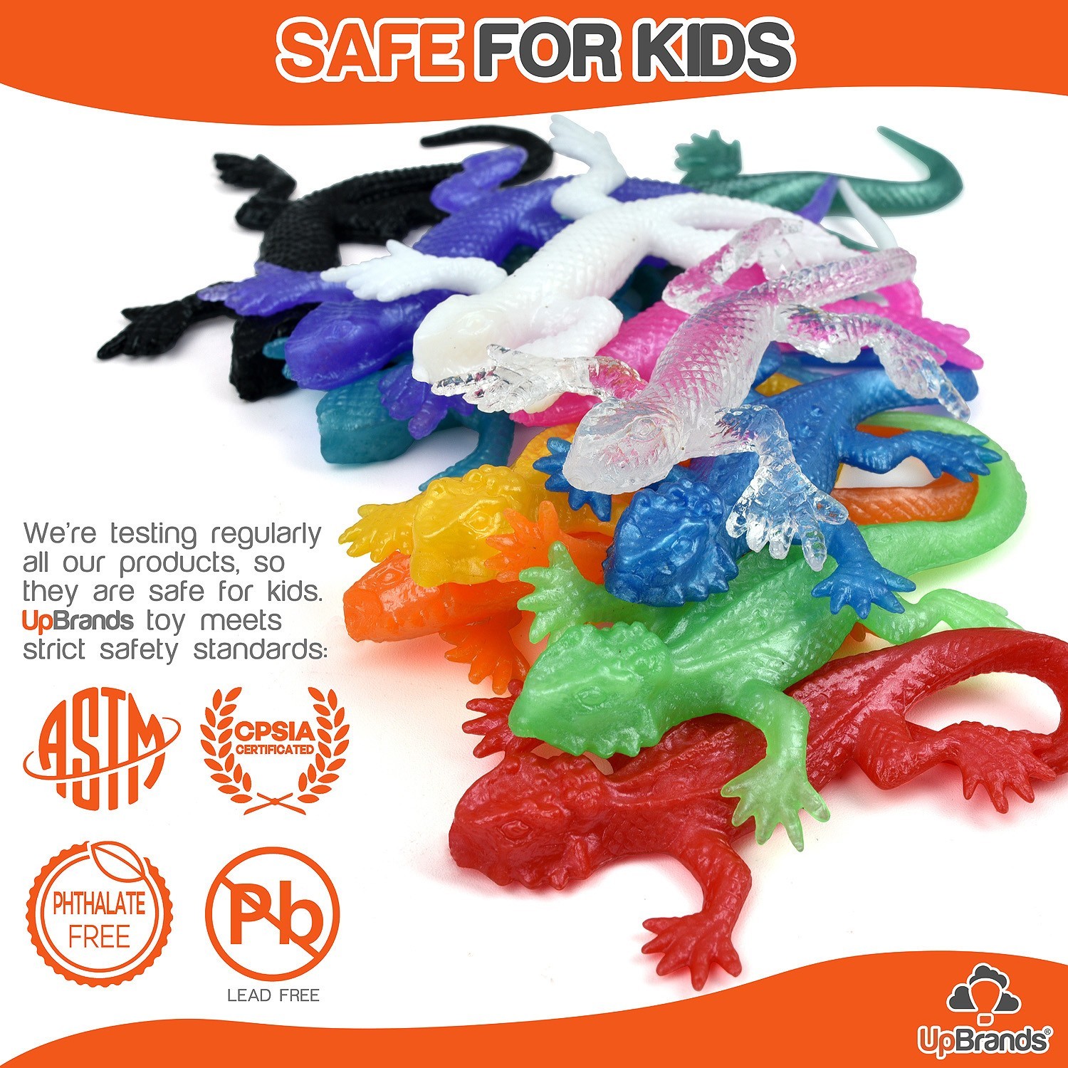 UpBrands 2880 Pack Bulk Super Stretchy Lizard Toys – 12 Colors, 3” Gecko Set