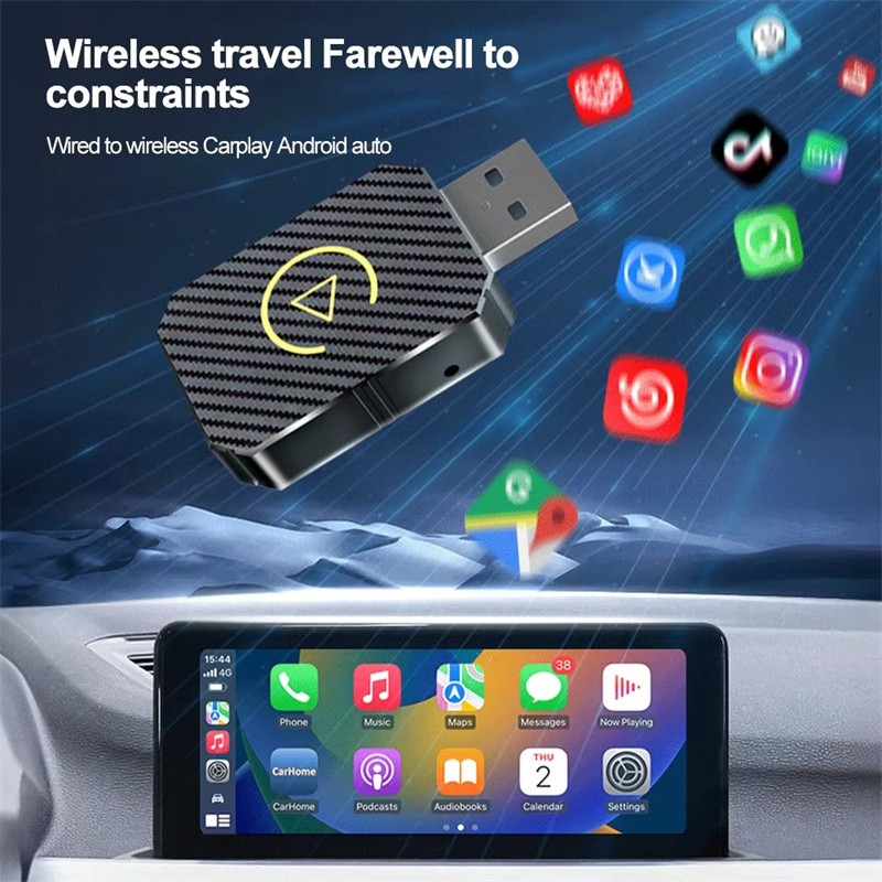 Car Android Auto Wireless Adapter & Wireless CarPlay Adapter Plug & Play 2 in 1