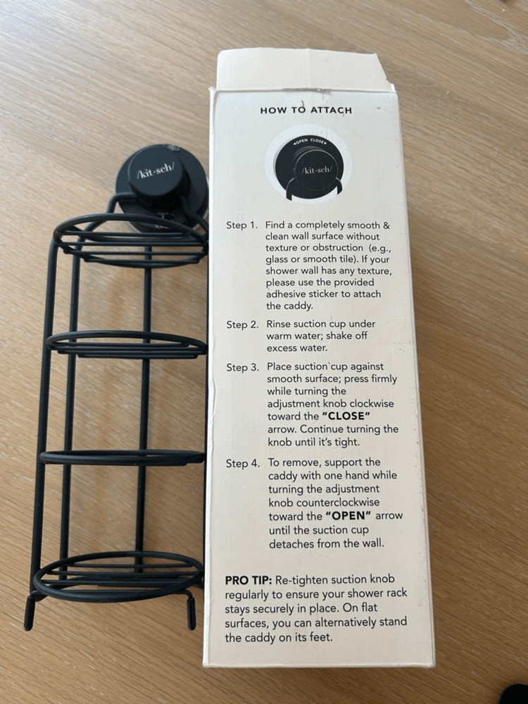 Kitsch Self-Draining Shower Caddy, Black, NWT