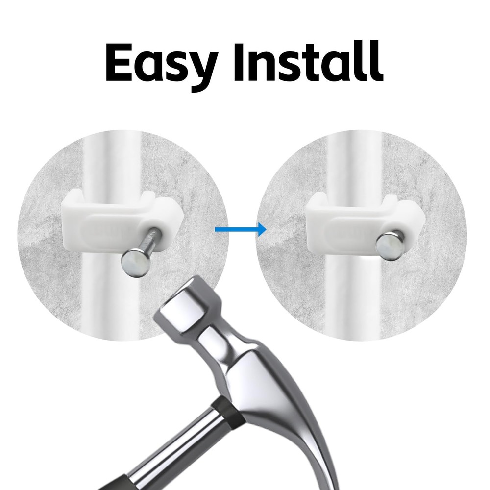 100 Pack Cable Clips, 8 mm White Flat Ethernet Wire 8 millimeters,