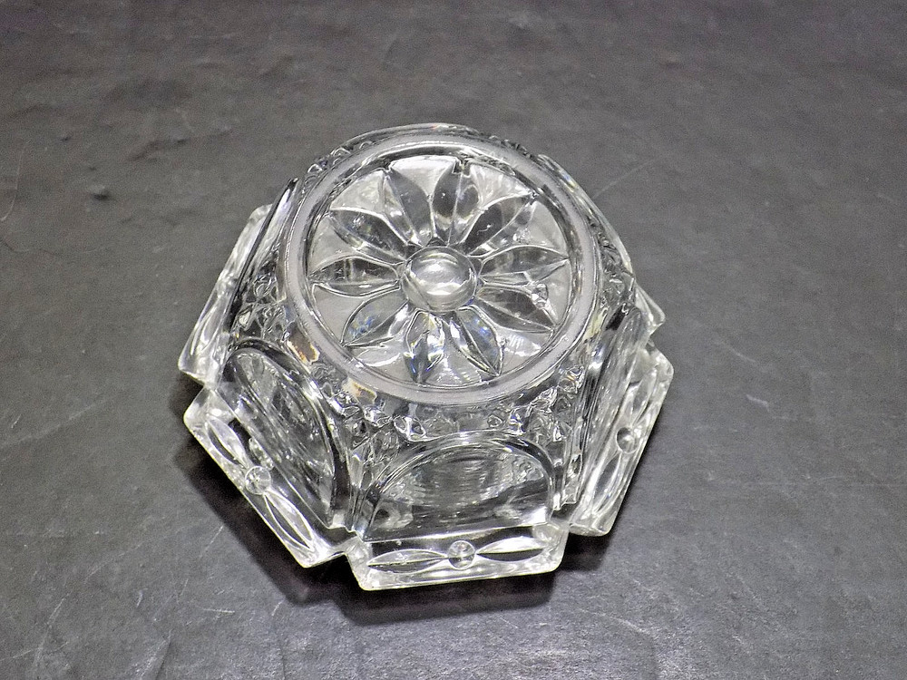 Antique Clear EAPG Hexagon Master Open Salt Cellar