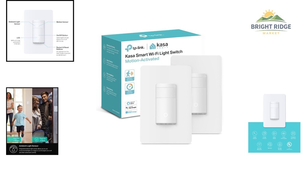 Smart Home Motion Sensor Light Switch, 2-Pack, Compatible with Alexa & Google
