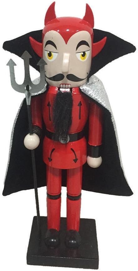 SANTA'S WORKSHOP 10" WOODEN DEVIL NUTCRACKER HALLOWEEN DECOR 70944