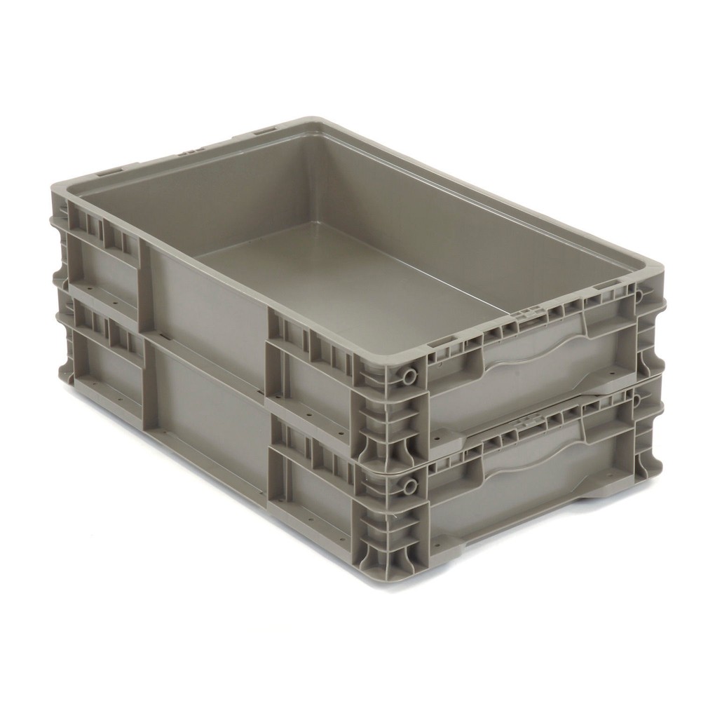 Global Industrial Stackable Solid Straight Wall Container 24"Lx15"Wx5"H Gray