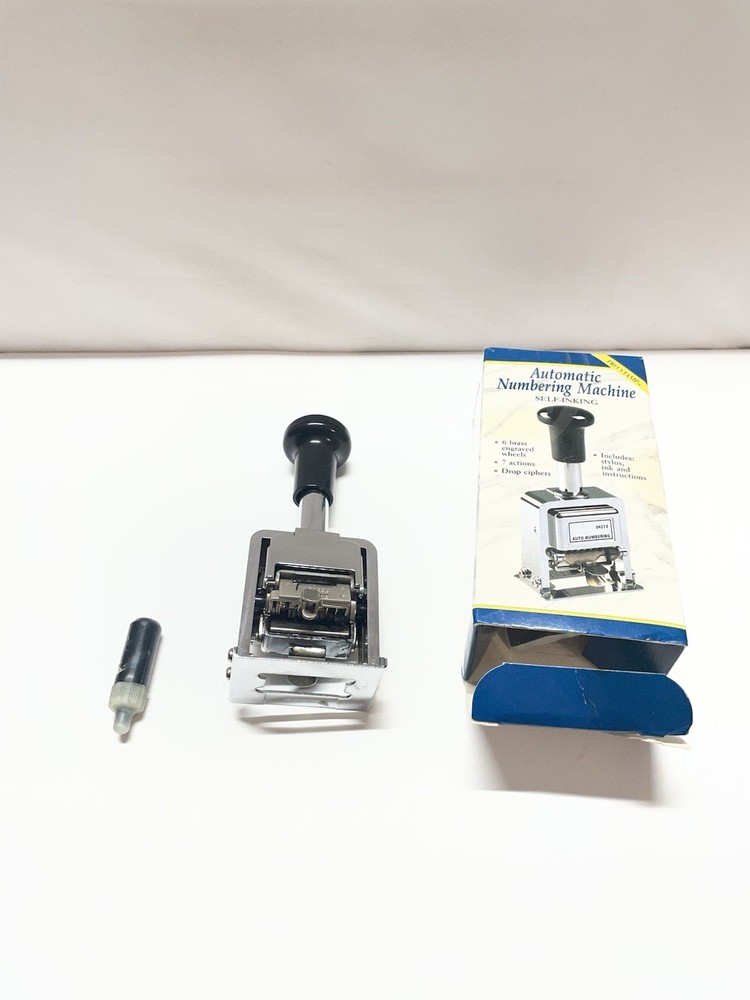 Automatic Numbering Machine Self Inking 6 Brass Wheels 7 Actions With Ink