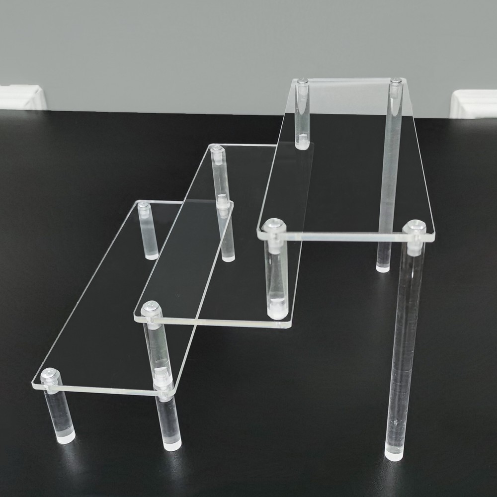 3-Tier Clear Acyrlic Riser Platform Tabletop Small Shelf Display 8X7.8X6"