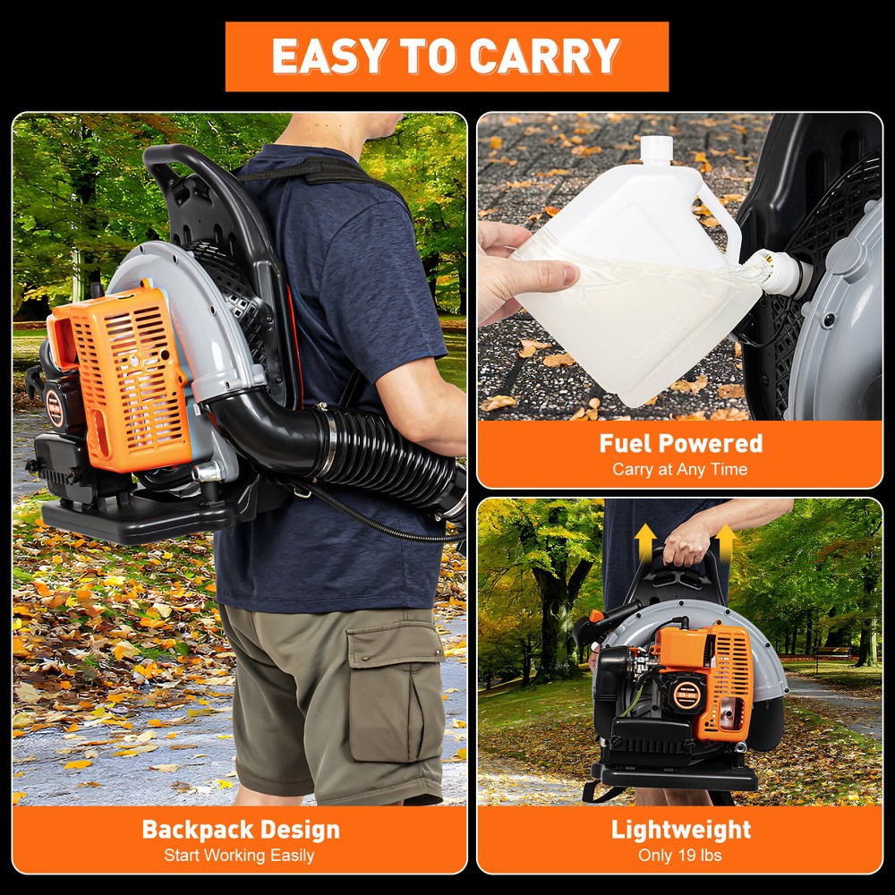 Commercial Backpack Gas Leaf Blower Manual Start 63cc Two-stroke Engine