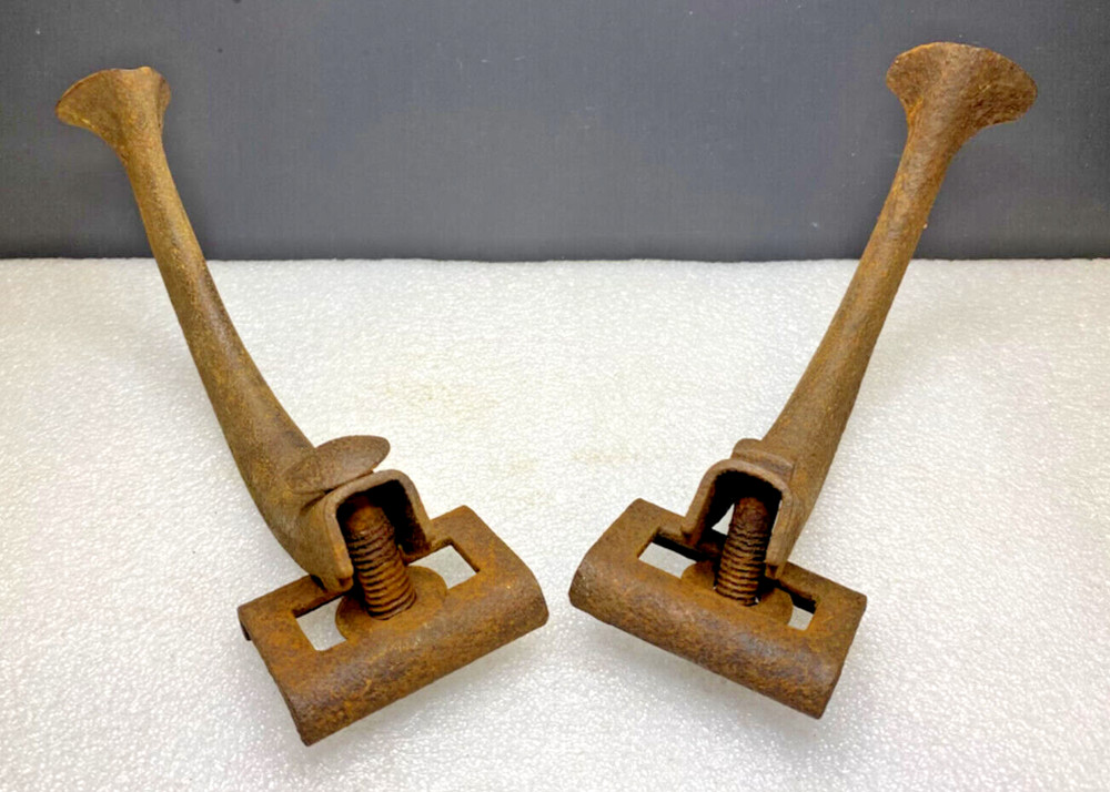 2 Antique Rustic Iron Tack Harness Hooks/Barn Hooks 6" Hanging Hooks