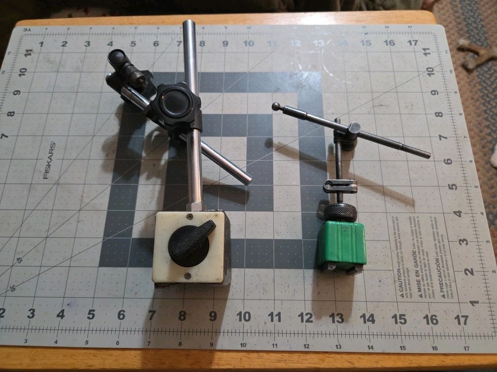 2 Magnetic Base Dial Indicator Holder Lot 1 Has On/Off Switch