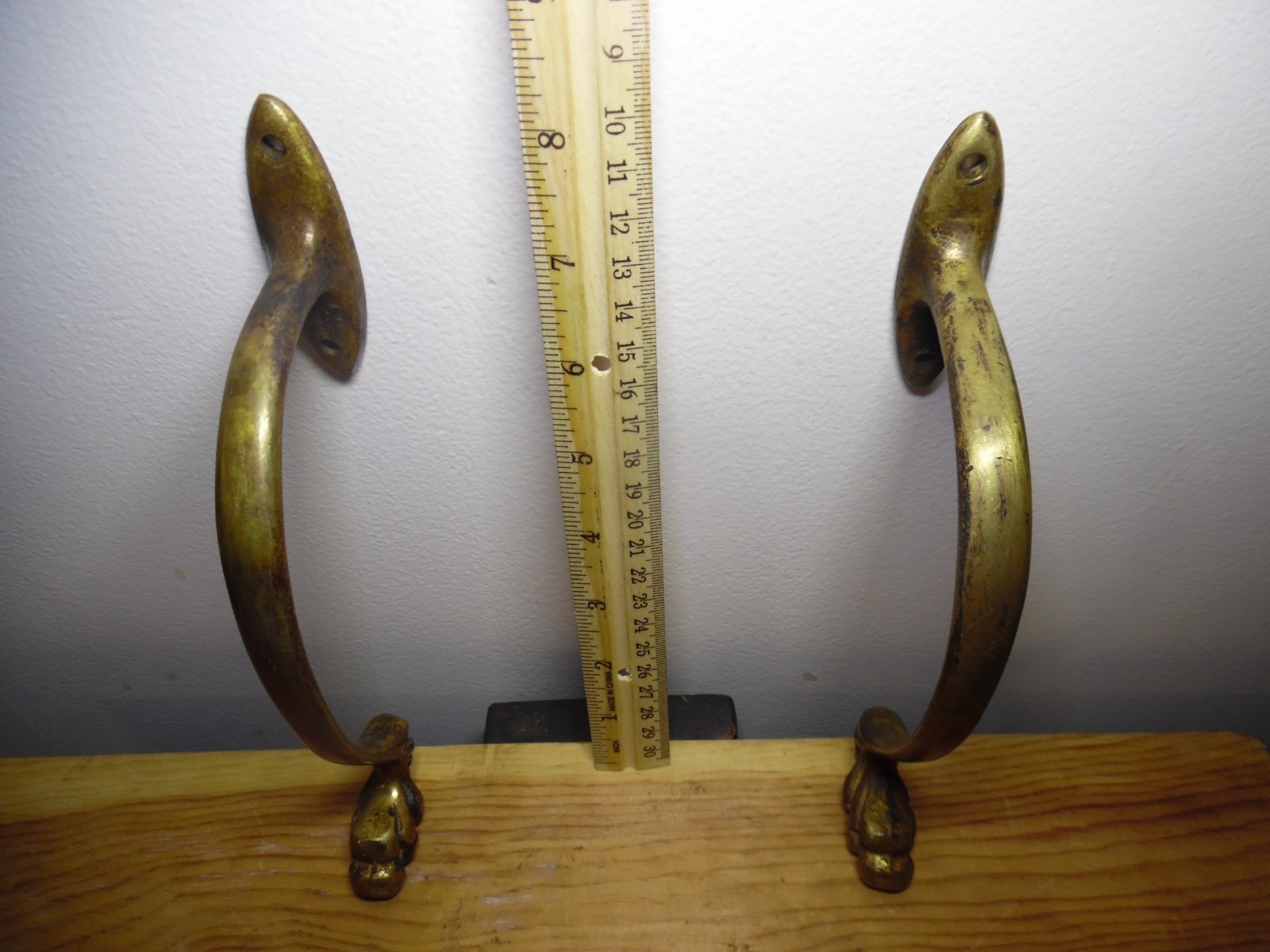 Orig Antique Brass 8" Claw Paw Feet Legs Furniture Stool REPURPOSE 4 Coat Hooks