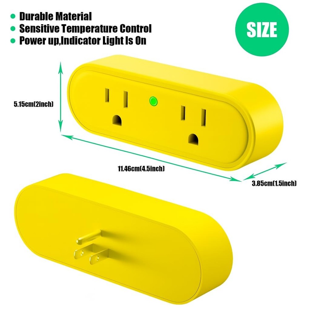 Thermostatically Controlled Outlet 2 Pack, Yellow – Automatically Turns On at...