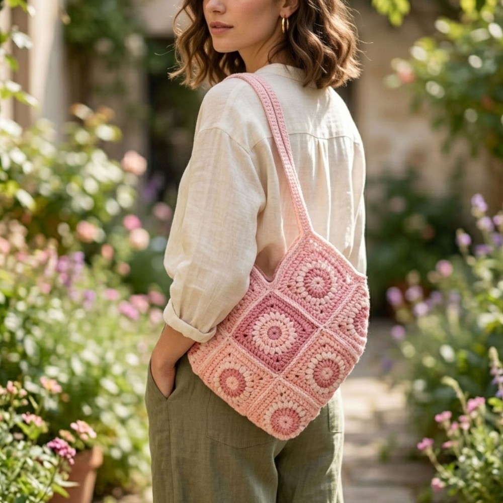 Granny Square Bag Crochet Pattern – Tote Bag – PDF + Video Tutorial