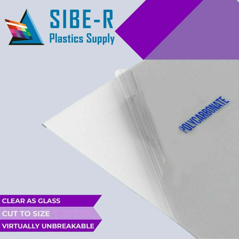 POLYCARBONATE CLEAR PLASTIC SHEET 1/8" X 24" X 8" *